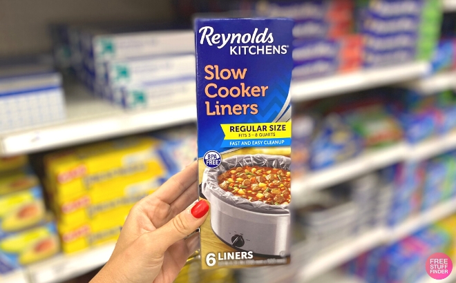 Reynolds Kitchens Slow Cooker Liners 6 Count Held in Hand in a Store