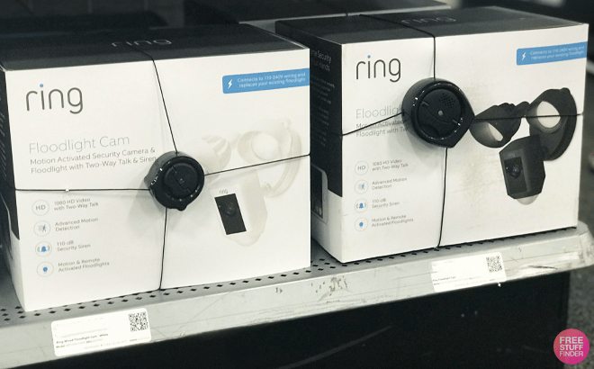 Ring Security Floodlight Cam Wired Plus with Ring Assist in White and Black