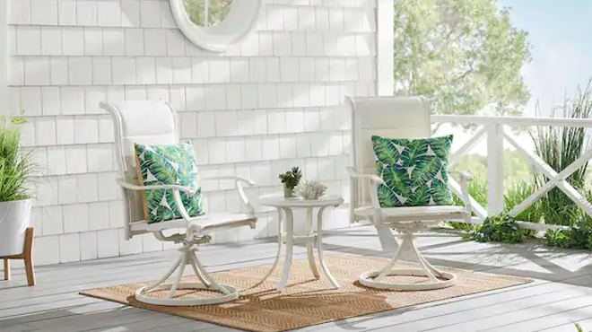 Riverbrook Shell White 3 Piece Outdoor Patio Swivel Seats