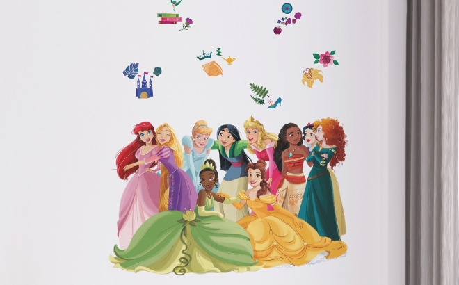 RoomMates Disney Princess Group Extra Large Peel Stick Wall Decals on Kids Room Wall