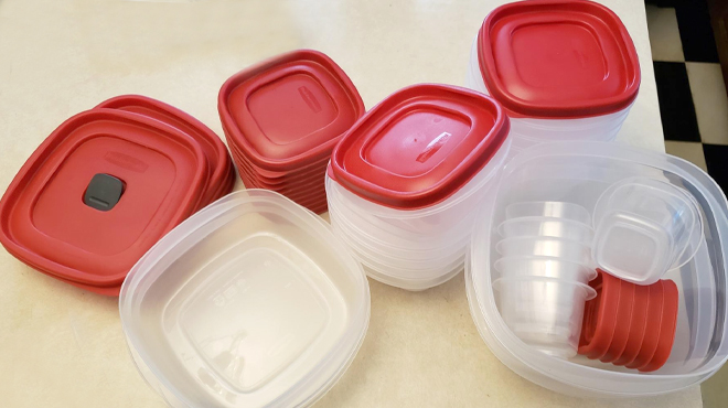 Rubbermaid 60 Piece Food Container Set on a Table