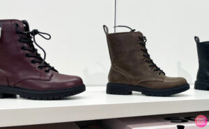 SO Womens Reindeer Burgundy and Brown Boots on the Shelf