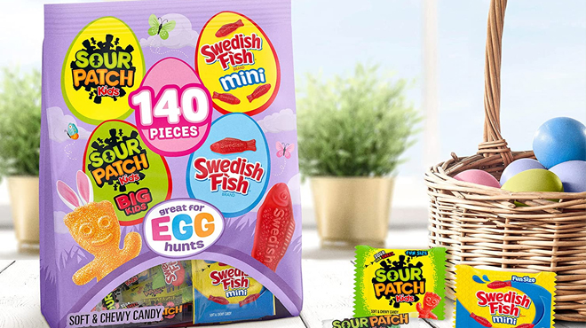 SOUR PATCH KIDS SOUR PATCH KIDS Big Kids SWEDISH FISH and SWEDISH FISH Mini Soft Chewy Easter Candy Variety Pack