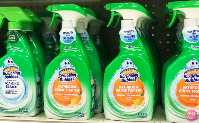 Scrubbing Bubbles Disinfectant Bathroom Grime Fighter Spray on Shelf