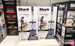 Shark Navigator Lift Away Deluxe Vacuum on a Shelf