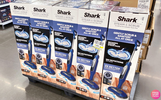 Shark Steam and Scrub Mop in a Box Placed on a Store Shelf