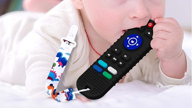 Silicone Remote Baby Teething Toy 2 Pack in Black