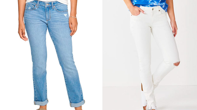 Sonoma Womens Light Wash and White Jeans