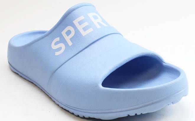 Sperry Mens Float Side Logo Sandals Light Blue on Grey Background