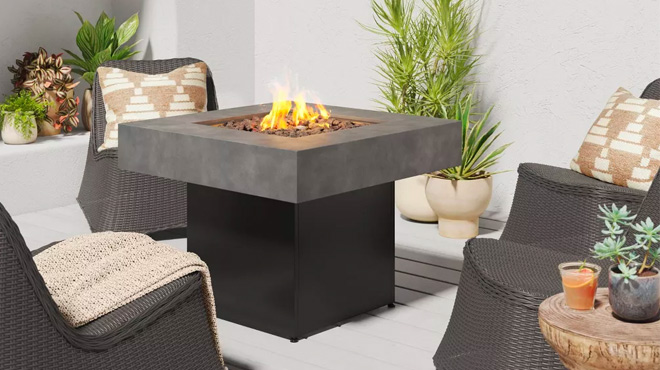 Square Liquid Propane Fire Pit Gray Square Liquid Propane Fire Pit Gray