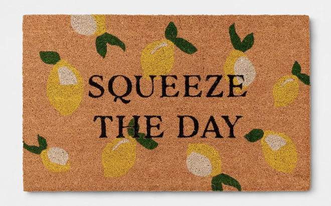 Squeeze The Day Coir Doormat Natural Threshold
