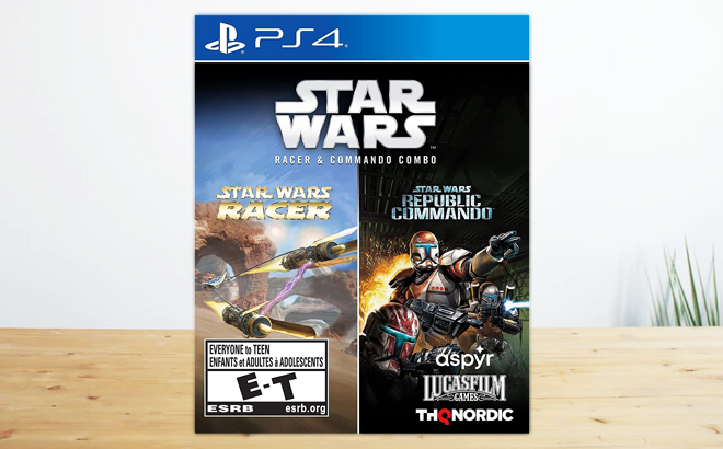 Star Wars Racer Commando Combo PS4 Game on a Desk