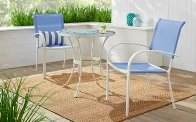 StyleWell Outdoor Patio Dining Chairs Paired with Round Table in the Middle