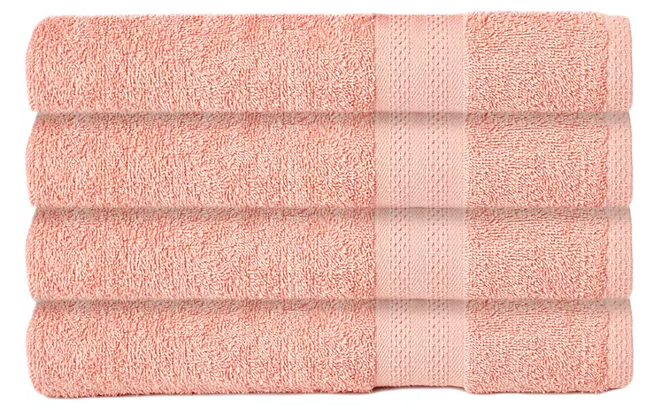 Sunham Soft Spun Light Coral Cotton 4 Pc Bath Towel Set
