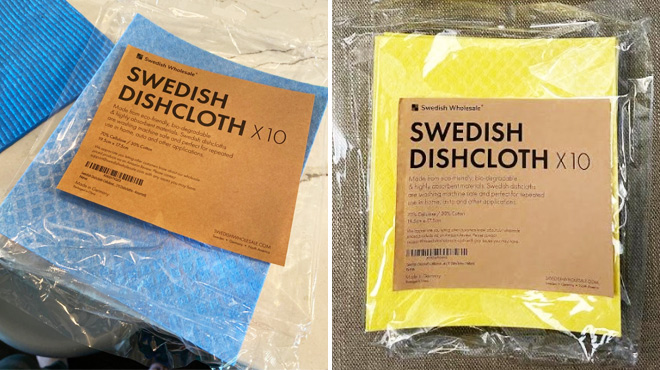 Swedish Dish Cloths 10-Pack Blue and Yellow Packed