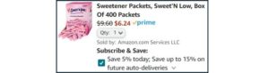 SweetN Low Sweetener 400 Count Box