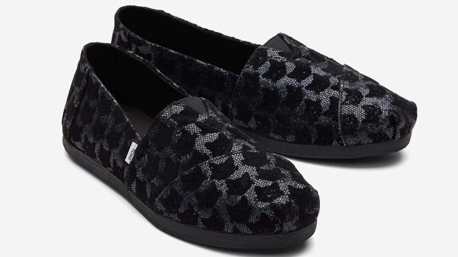TOMS Women's Alpargata Glitter Black Cats Shoes