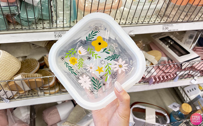 Target Glass Food Storage Container with Flower Design