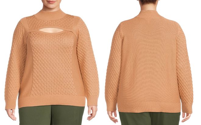 Terra Sky Womens Cutout Pullover Sweater