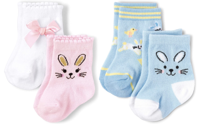 The Childrens Place Baby Girls Bunny Midi Socks 2 Pack 1