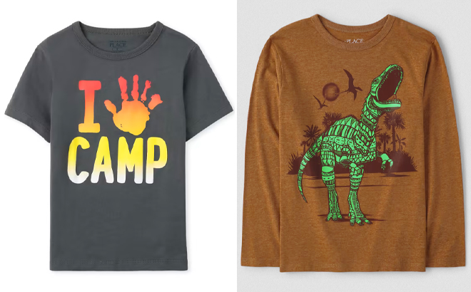 The Childrens Place Boys Camp Dino Graphic Tees