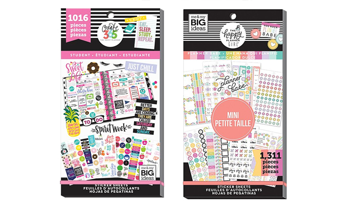 The Happy Planner Student 1016 Piece Sticker Set and Planner Babe 30 Sheet Mini Sticker Set
