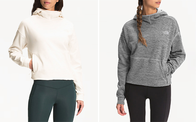 The North Face Womens Canyonlands Pullover Crop White Grey Heather Colors