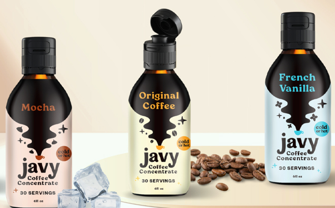 Three Javy Coffee Concentrate bottles