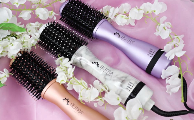 Three Sutra Beauty Professional Blowout Brushes in Rose Gold Marble and Lavender