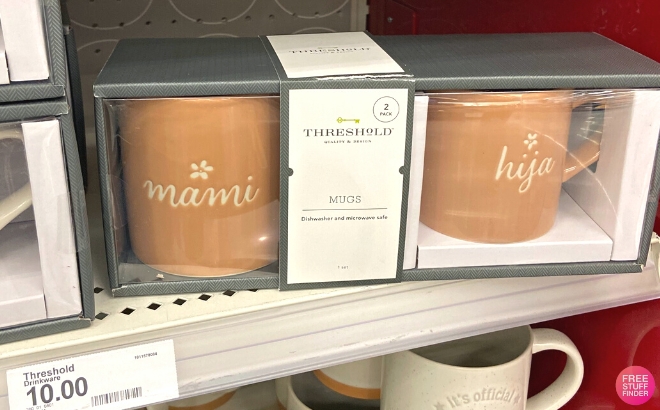 Threshold Mami and Hija Mugs Set in the Box on a Shelf at Target