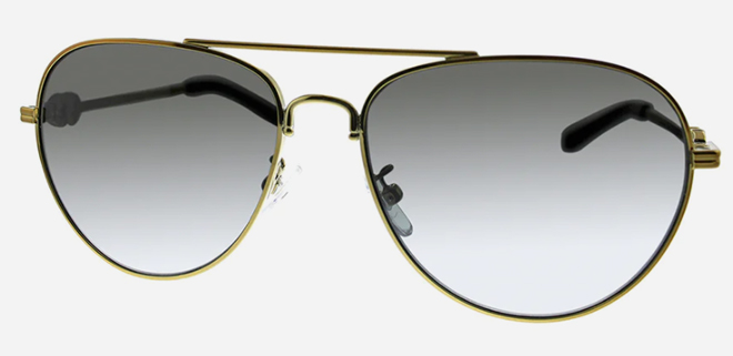 Tory Burch 58mm Womens Aviator Sunglasses Gold on a Gray Background