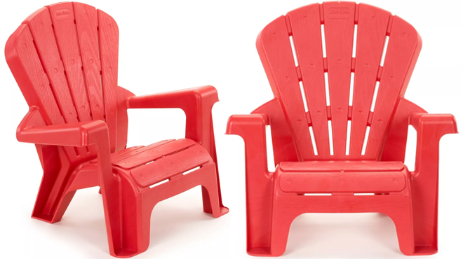 Two Little Tikes Garden Outdoor Portable Chairs in Red Color