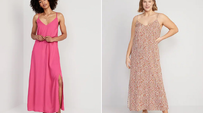Two Models Wearing Old Navy Maxi Womens Dresses