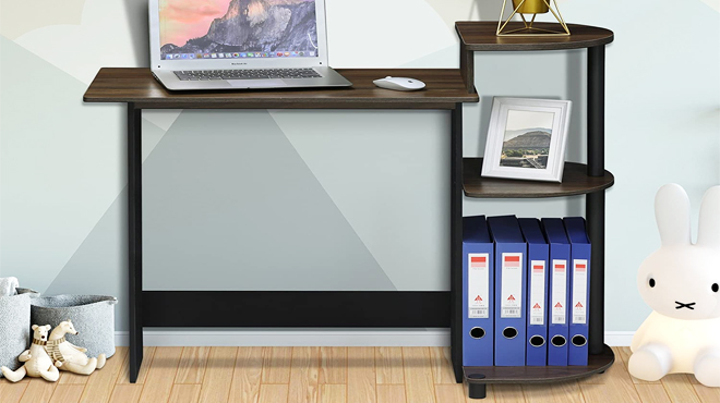 URINNO Compact Computer Desk with Shelves URINNO Compact Computer Desk with Shelves