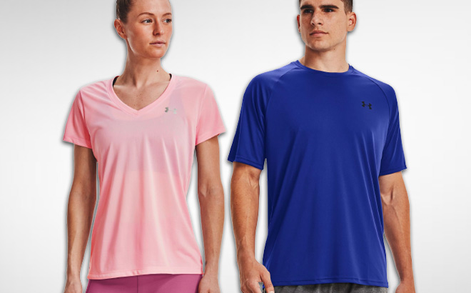 Under Armour Womens Pink and Mens Blue Tee