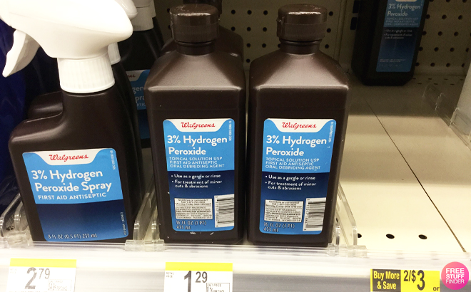 Walgreens Brand Hydrogen Peroxide on a Shelf