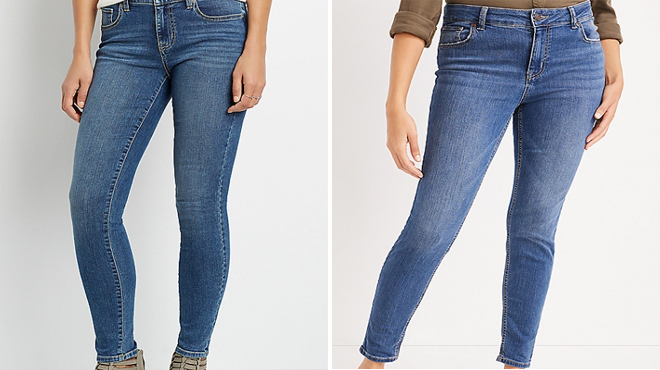 Womens Classic Skinny Mid Rise Jeans on Models