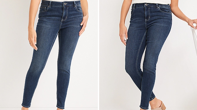 Womens Skinny Mid Rise Jeans on a Model