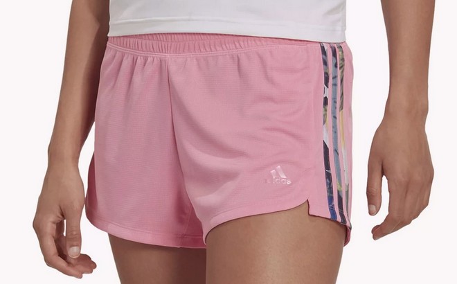 Womens adidas AEROREADY Made4Training Floral Stripe Pacer Shorts Womens adidas AEROREADY Made4Training Floral Stripe Pacer Shorts