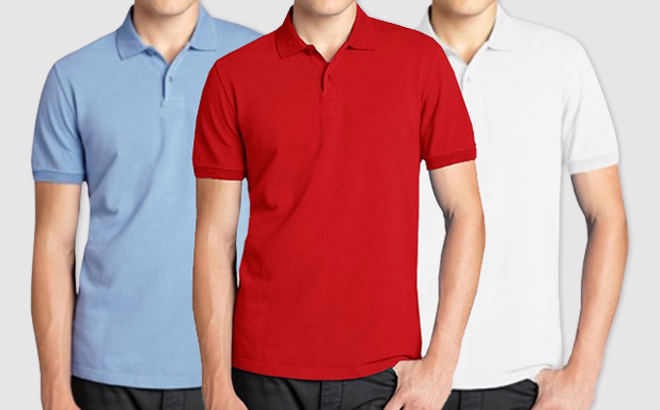 Woot Mens 3 Pack Short Sleeve Polo Shirts