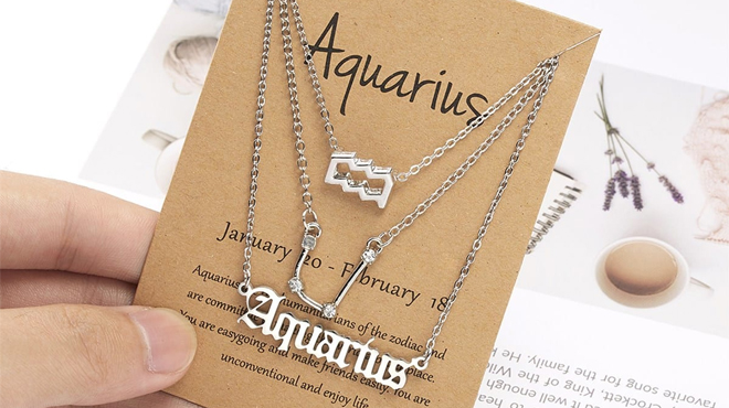 Zodiac Necklaces 3 Piece Set Aquarius