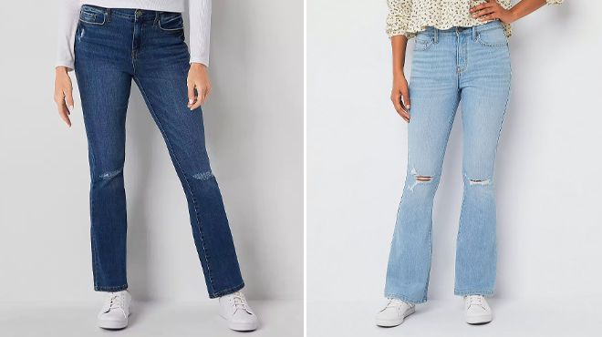 a n a Womens High Rise Flare Jeans