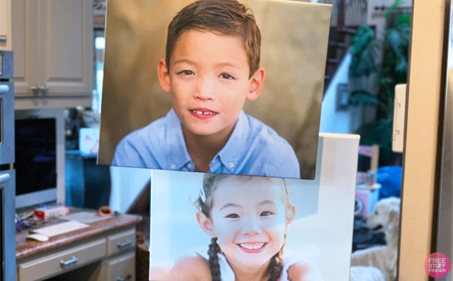 Two Canvas Prints with Kids Faces