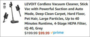 checkout page of cordless vacuum