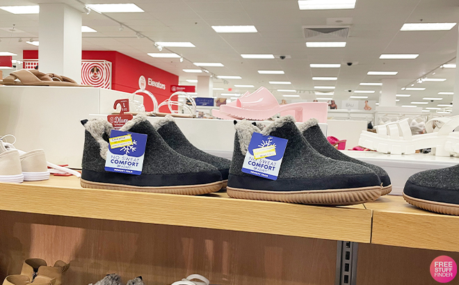 dearfoams Womens Dolly Bootie Slippers on a Shelf