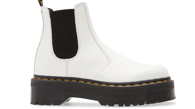 dr martens 2976 Quad Platform Chelsea Boot in White Smooth Leather