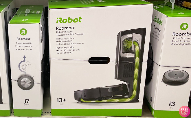 iRobot Roomba i3 Self Emptying Robot Vacuum on a Shelf
