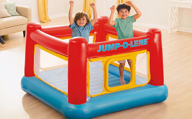 kids in Intex Inflatable Jump O Lene Playhouse Trampoline