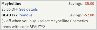 maybelline mascara promo checkout screenshot
