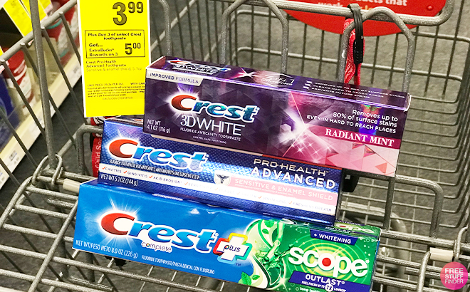 3 Crest Toothpaste on a Cart 3 Crest Toothpaste on a Cart